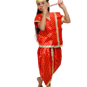 krishna costume gol bindi red print cotton for Baby Boy Kids Set of 10 Kanha Janmasthmi Costume for Kids